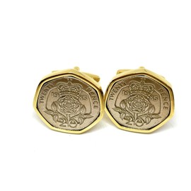 1985 40th Birthday/Anniversary 20p pence coin cufflinks - One pence cufflinks from 1985 for a 40th GLD