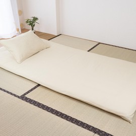 Sylphies One-Touch Sheet, Single, 100% Cotton, Beige, Fitted Sheet, Rubber, Mattress Cover, Mattress Cover, Futon Cover, Stylish, 41.3 x 84.4 inches (105 x 215 cm)
