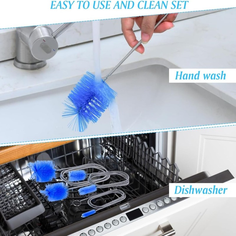 Premium 3-Piece Drain Brush Set Flexible Long Stainless Steel Tube