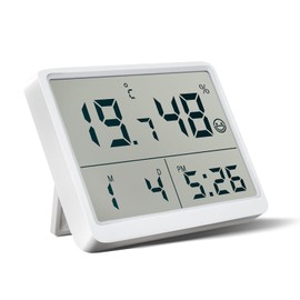 HYPOWELL Digital Thermometer/Hygrometer, Digital Baby Thermometer/Hygrometer, Stylish, High Precision, Date Clock, Thermometer/Hygrometer, Cute, Comfortable Face Display, Baby, Simple, Large Screen,