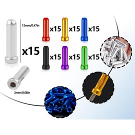 KAPSING Pack of 105 End Caps, Brake Cable, Bicycle End Caps, Brake Cable End Ferrules, Aluminium Alloy End Cap, Brake Cable for Brake Cable, Shift Cable (7 Colours)