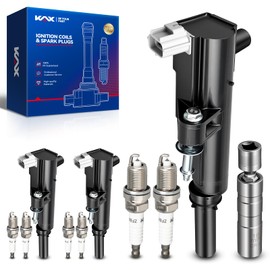 KAX 3Pcs Ignition Coils and 6Pcs Iridium Spark Plugs w/Magnetic Socket Kit for Jep Liberty 09-12, DOD Nitro/Ram 3.7L, Grand Cherokee, Commander Replace# UF640