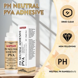 Erigathe Neutral PH PVA Adhesive, Book Binding Glue, Acid-Free, All-Purpose Glue, Dries Clear and Remains Flexible, Used for Bookbinding and Book Repair, Framing, Collages, Paper Art and Crafts
