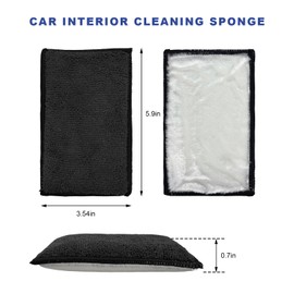 BWBWND 2PCS Car Interior Scrubbing Sponges, 5.9"x3.5" Auto Detailing Sponge Microfiber Interior Scrub Pad, Car Wax Applicator Scrubbing Sponges for Leather Vinyl Upholstery Cleaning (Black & White)