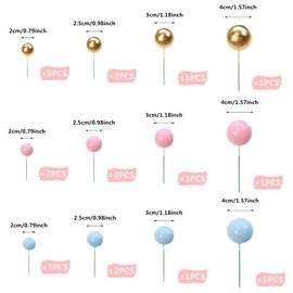 Decoración para tarta de bola, diseño de bola, con forma de bola de perlas coloridas, para decoración de bodas, decoración de bodas (dorado, rosa azul)