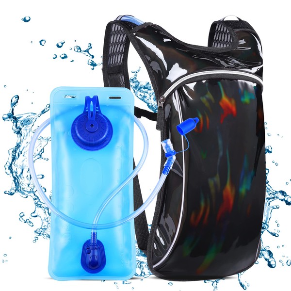 Hydration Pack,Hydration Backpack with 2L Hydration Bladder Lightweight Insulation Water Pack for Festivals, Raves, Hiking, Biking, Climbing, Running and More (Black)