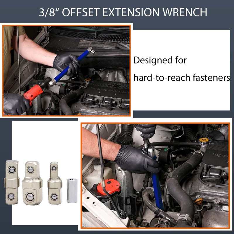 Wonfly Offset Extension Wrench, Versatile 1/4" and 3/8" - with1/2