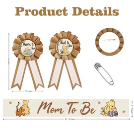 Winnie Mom to Be Sash for Baby Shower Decorations Claasic Mom Sash for Gender Reveals Party Baby Shower Party Favors