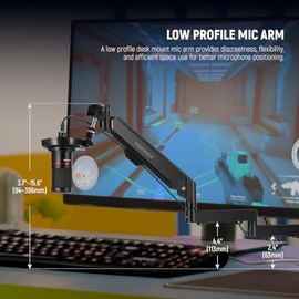 NEEWER Soporte de Escritorio con Brazo de Micrófono de Perfil Bajo, 360° Brazo Giratorio con Amortiguación, Compatible con Shure MV7 SM7B Micrófono Ye