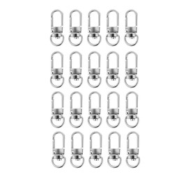 Key Chains, Metal Fittings, One-touch Keychain, Rotary Circular Can, Craft Supplies, 20 Pieces (KC Silver)