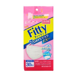 (PM2.5 Compatible) Fitty 7DAYS Mask EX Plus, 30 Pieces, Slightly Smaller Size, White