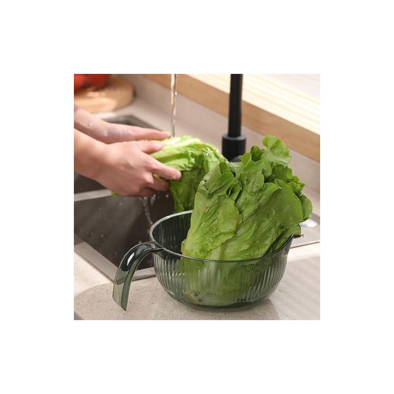 Rice Washing Bowl with Drain Holes - Large Capacity Strainer