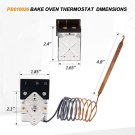 PB010036 Thermostat Compatible with Viking, Awoco Range Bake/Broil/Oven, Replace KKB-9-48, 22A 120-250 VAC Max Temp 606°F,with Safety Auto-shutoff
