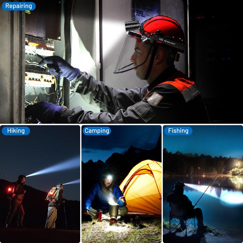 crazybrace Rechargeable Headlamp High Lumens 2Pack, 990000 Lumen Super Bright
