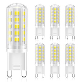 BRVHOZX G9 Led Bulb Daylight White, 4W, 450LM, 6000K, Equivalent to 40W Halogen, No Flicker, Non-Dimmable, 360°Beam Angle, AC 110-130V, Bi-pin Ceramic Base G9 Led Light Bulbs for Home Lighting-6Pcs