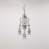 Gothic Skull and Crossbones Medieval Renaissance Chandelier Dangle Earrings Silver