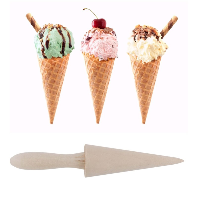 Moofey Ice Cream Cone Mold Reusable Wooden Krumkake Roller Cone