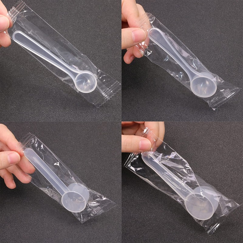 ONLYKXY 4pcs Clear Long Handle Plastic Measuring Spoons Coffee Protein