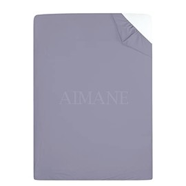 AIMANE® King Fitted Sheet 150 x 200 CM Non Iron Percale Easy Care Poly Cotton King Size Fitted Bed Sheet Perfect for King Size Mattress (Grey, King)