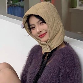 International Women's Padded Balaclava Parka - Winter Warmth (Inger Style) lf1230 Free Size/M(56-58cm) Beige 3ea