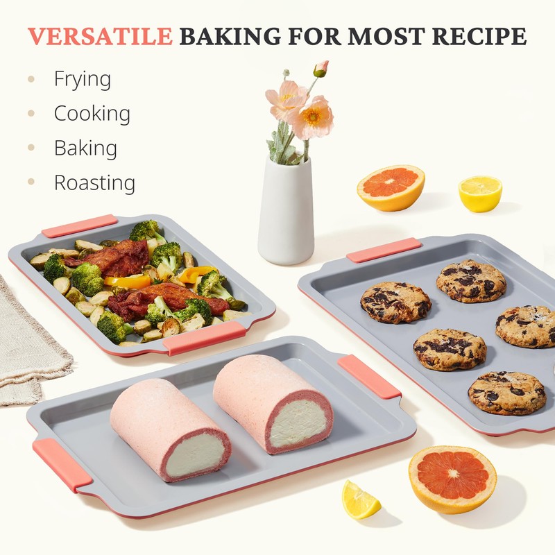 BRONYPRO Non Stick Ceramic Baking Sheet Pan Set of 3,