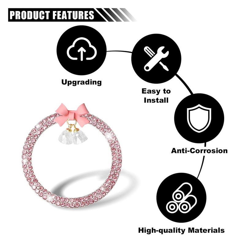 Bling Diamond Car Engine Start Stop Button Decoration Ring, Crystal