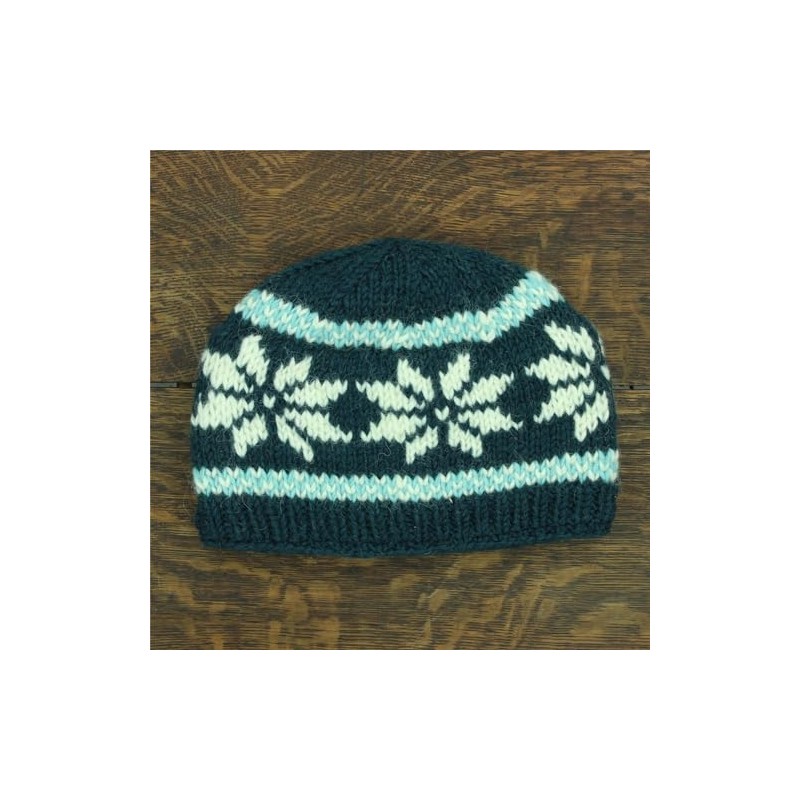 LOUDelephant Knitted Wool Hat, Snowflake Dark Teal
