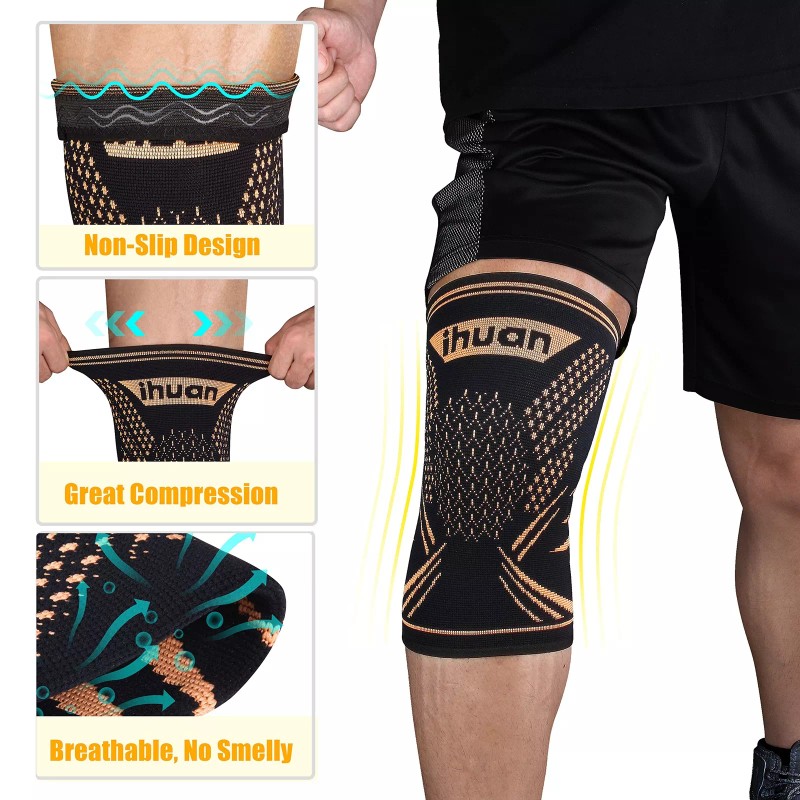 ihuan 2 Pack Copper Knee Brace Compression Sleeves - Upgrade