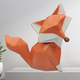 Hollylife Elegant Fox Ornament Modern Simple Fox Animal Ornament Resin Home Art Desktop Decoration Modern Fox Sculpture Statue Fox Decoration Suitable Gift for Wife Parents