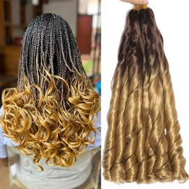 French Curl Braiding Hair 14 Inch 8 Packs Curly Braiding Hair Pre Stretched French Curl Crochet Braids extensions for braiding (OT4/27, 14 Inch (Pack of 8))