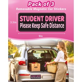 MUPEAK New Driver Magnet for Car, 3-Pack, Ultra Reflectivity New Driver Sticker Girls Boys, Removable/Reusable, Weatherproof Student Drivers Car Magnet Funny Safety Warning Sticker Signs, Yellow/New