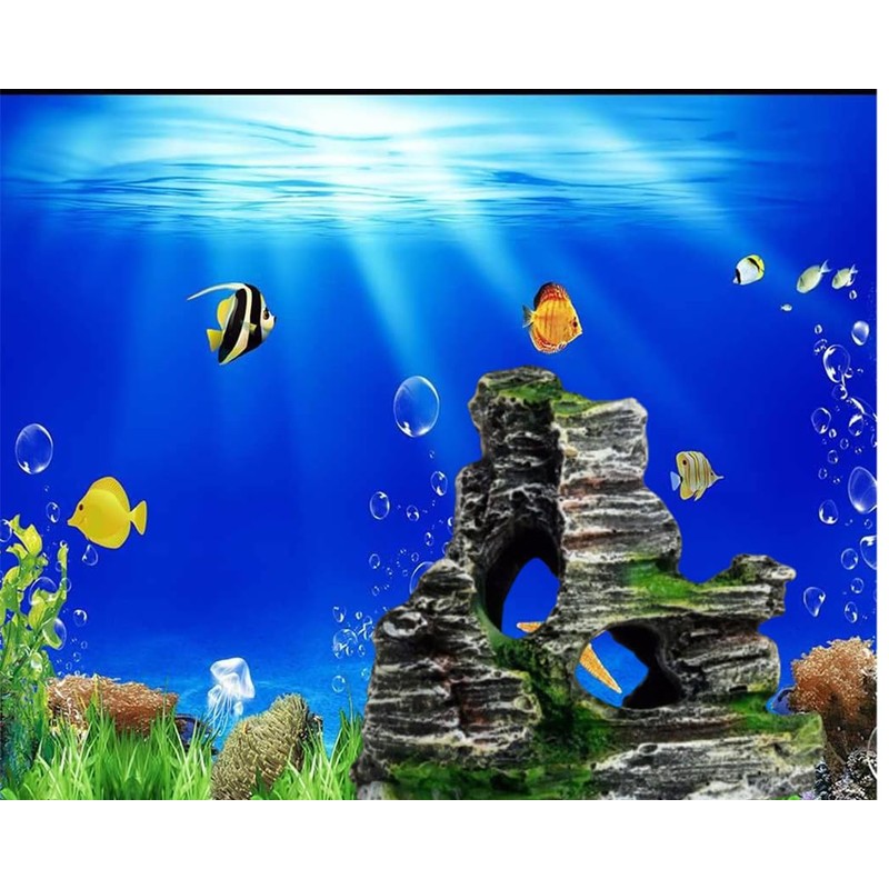 GYWHOOFT Aquarium Aquarium Object, Rock Mountains, Mountains, Hideaway, Shelter, Realistic