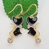 Navachi 18k Yellow Gold Plated Cut Bowknot Black Enamel Crystal
