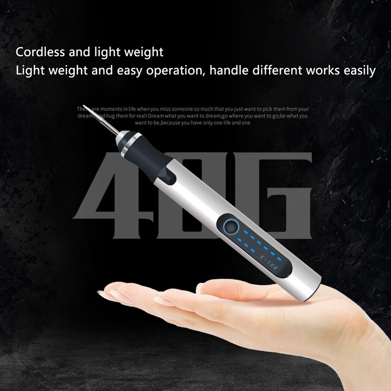 Electric Engraving Pen Set Mini Silver 10W USB Rechargeable Engraving
