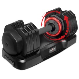 Yes4All 25lbs Grey Grip Adjustable Dumbbells Weights, 5 in 1 Weights Dumbbell with One Second Dial Handle for Different Workout Levels