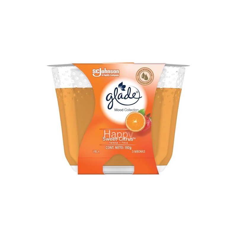 Glade Vela Aromatizante para Hogar Mood Collection, Aroma Happy Sweet