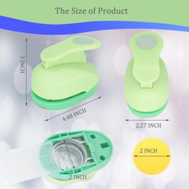 2 Inch Circle Paper Punch, Hole Punch Shapes, Circle Cutter Tool for Paper, Hole Puncher for Crafts, Scrapbooking, Cardstock, Greeting Cards, DIY, Kids Arts