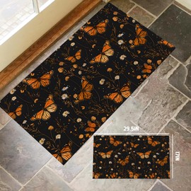 amepay Retro Butterfly Indoor Door Mat – Stylish 17x29.5in Non-Woven Fabric Floor Doormat with Autumn Floral Wildflower Design, for Porch Insider,Bedroom,Living Room – Nature Decor Rug Gifts