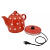 FixtureDisplays Red Ceramic Electric Kettle with White Polka Dots 1