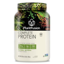PlantFusion Complete Vegan Protein Powder - Plant Based Protein Powder With BCAAs, Digestive Enzymes and Pea Protein - Keto, Gluten Free, Non-Dairy, No Sugar, Non-GMO - Natural-No Stevia 1.85 lb