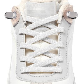 Leikedun 2 Pairs Elastic Laces, 1.2m No Tie Shoe Laces for Adults Kids, No Tie Elasticated Laces for Trainers with Metal Buckles (White)