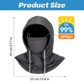 Cooling Balaclava Mask,Sun UV Protection Hood,Breathable Full Head Mask for Men Women Fishing Running Outdoor (US, Alpha, One Size, Large, Dark Grey)