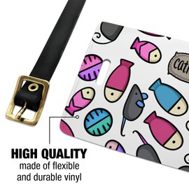 Cat Toys Mouse Fish Catnip Pattern Luggage ID Tags Carry-On Cards - Set of 2