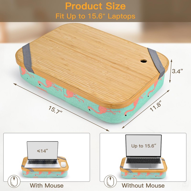 Mayjoy Bamboo Lap Desk with Storage, Cover Removable Lap Desk