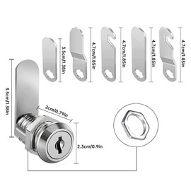 Letter Box Lock 20 mm - 2 Sets with 4 Keys and 4 Different Lock Plates - High-Quality Lock for Letterboxes, Drawers, Cupboards and Lockers