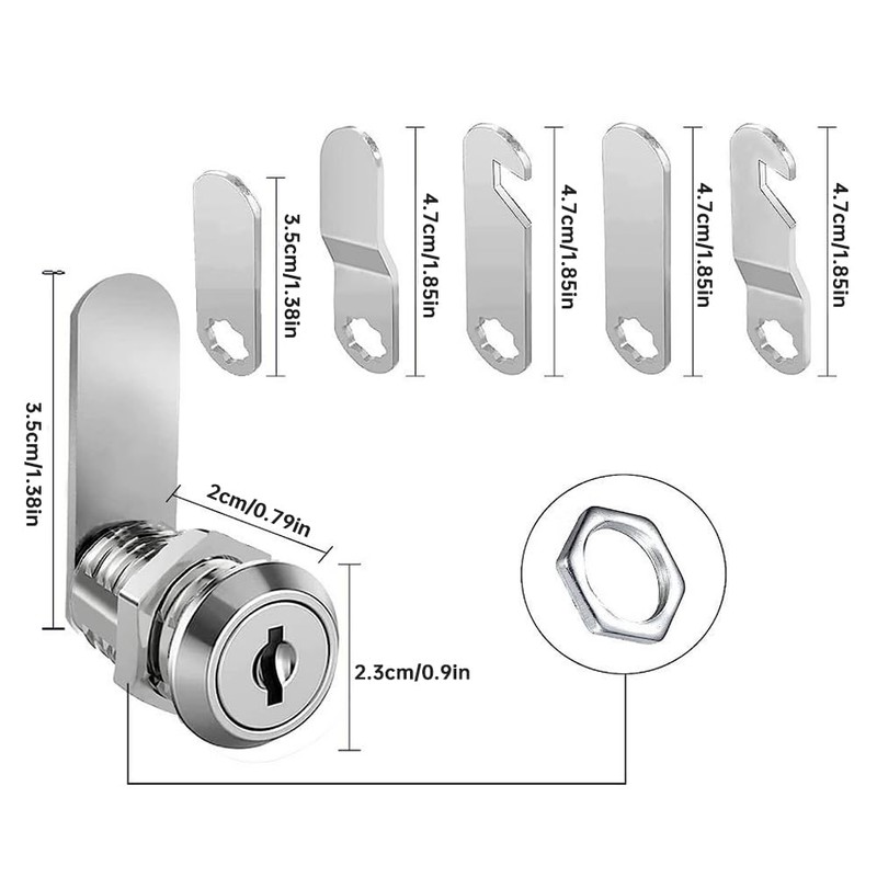 Letter Box Lock 20 mm - 2 Sets with 4