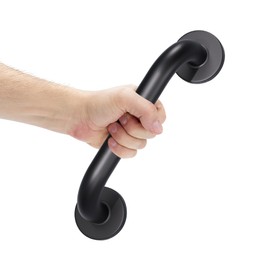 AmazerBath Shower Grab Bars for Seniors Anti Slip, Bath Safety Grab Bar for Needy, Stainless Steel Bathroom Safety Grab Bars, Thickened Bar Bigger Base Holds 500LBS, 12" L x 1.25" D, Black