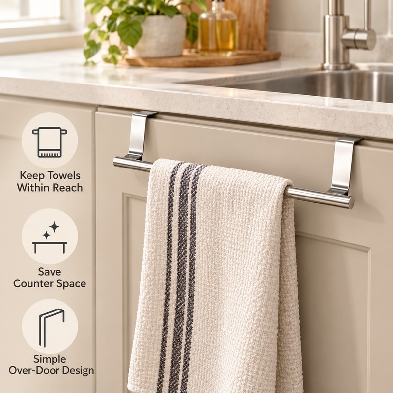 36cm Over Cabinet Door Towel Rack for Kitchen & Bathroom