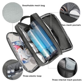 WANDF Toiletry Bag Water-Resistant Nylon Travel Wash Bag Lightweight Dopp Kit for Men and Women (Denim Pure Grey)