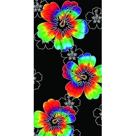 Island Gear Cotton Velour Beach Colorful Towel, Flower Tie Dye
